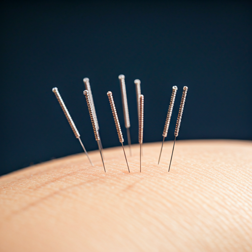 Acupuncture needles on skin