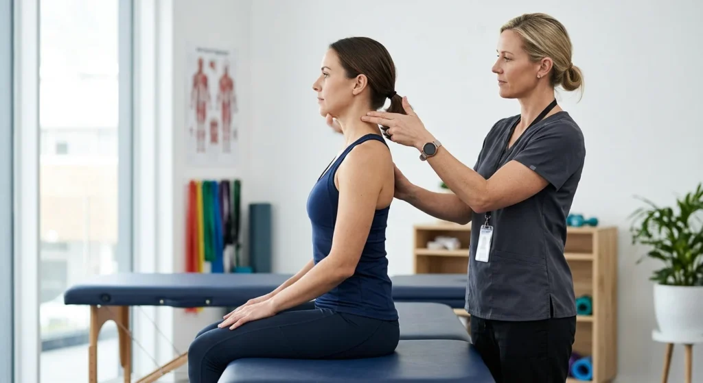 Forward Head Posture Exercises for Neck and Shoulder Strain supporting blog image