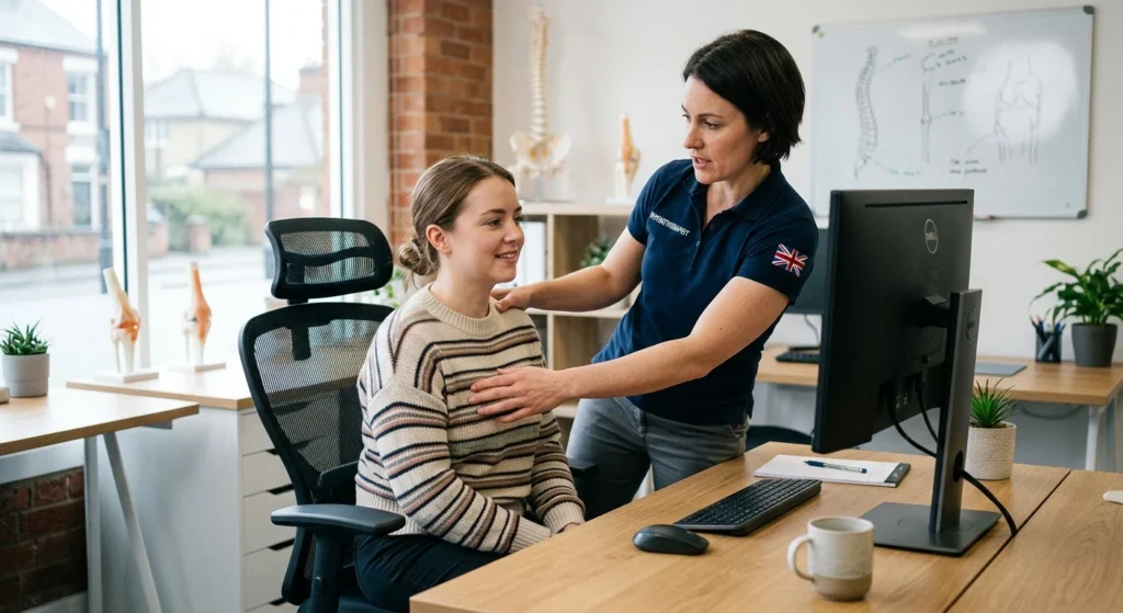 Forward Head Posture Exercises for Neck and Shoulder Strain supporting blog image