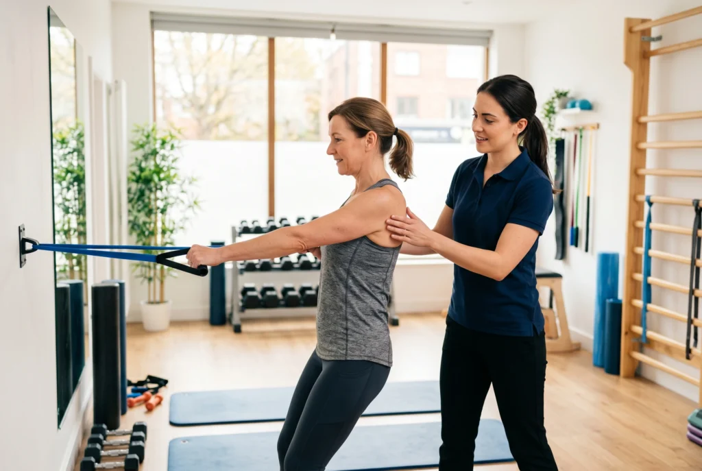 Patient doing rehabilitation exercises