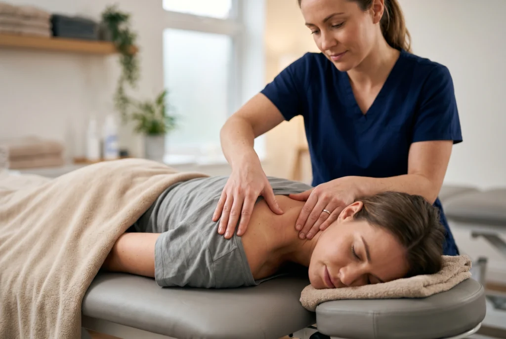 Trigger point therapy on shoulder