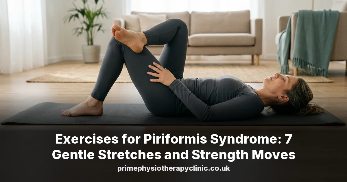 Adult lying on a mat with one ankle crossed over the opposite knee in a gentle figure-four stretch